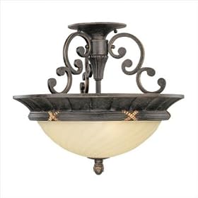 Reed and Ribbon Semi Flush Mount in Burnished Umber