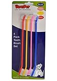 Playpaw Dog Cat Dual Double Headed Toothbrush Kit 8.8 inch with Soft Bristles Puppy Teeth Cleaning Dental Care for Small Large Pet,4-Pack