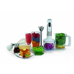 Wolfgang Puck WPIB2020W Stainless-Steel Immersion Handheld Blender with Attachments White