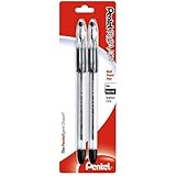 Pentel R.S.V.P. Ballpoint Pen, Fine Line, Black Ink, 2 Pack (BK90BP2A)