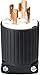 EATON L1430P Locking Electrical Plug, 125/250 V, 30 A, 3 P, 4 W, Black and White