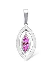 CleverEve Luxury Series Twin Marquis Sterling Silver Pendant w/ Natural .86 ct. tw. Pink Sapphire Center Stone