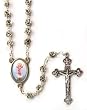 Metal Rosary with Clasp - Divine Child - 6mm Rose Shaped Beads - 18in. Chain - IMPORTED FROM ITALY