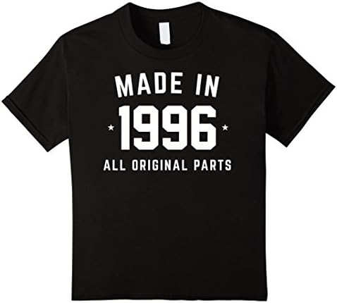 Kids Made in 1996 All Original Parts - 20th Birthday Gift T-Shirt 8 Black