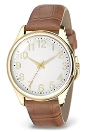 Round Face Crocodile Skin Design Strap Analogue Watch