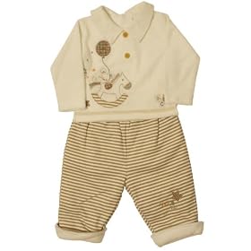Pequilino Boys Vip Baby Top and Trouser   (Cream, 3 - 6 Months)