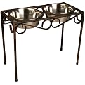 Bowls in Raised Iron Feeder - Rustic Brown (M)