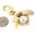 Gold Tone Ladybug Key Chain Purse Charm Watch Clip with Colorful Watch Hands