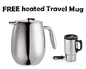 Bodum Columbia Thermal 48-Ounce Stainless-Steel Coffee Press With FREE 16 oz. Stainless Steel 12V Heated Travel Mug
