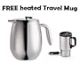 Bodum Columbia Thermal 48-Ounce Stainless-Steel Coffee Press With FREE 16 oz. Stainless Steel 12V Heated Travel Mug
