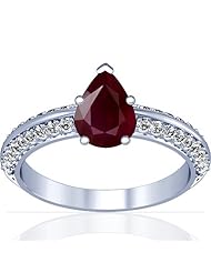 Platinum Pear Cut Ruby Ring With Sidestones