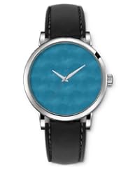 SPRAWL Aanalog Fashion Series Silver Ladies Watches of Genuine Black Leather Strap,Unique Wrist Watch for Women Girls Designed with Background blue clouds
