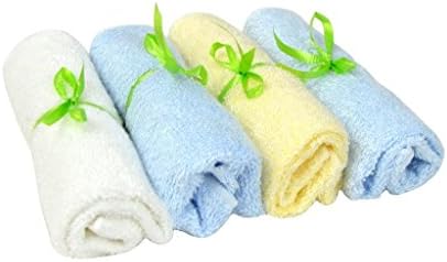 Organic Cotton Bamboo Baby Absorbent Handkerchief Washcloth Wipe Towels, Blue 4 pcs