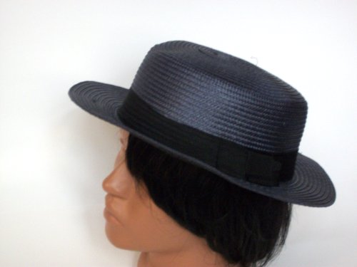 Skipper hat boater hat straw design (Dark Grey)