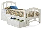 IMAGE OF Windsor Twin Platform Bed with Matching Footboard, White with 2 Raised Panel Bed Drawers