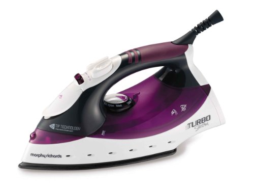 Morphy Richards Turbosteam 40698 Steam Iron Ceramic Soleplate 2000 Watt, Black/Plum
