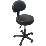 Rolling Massage Black Stool with Back Rest