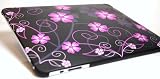BLACK WITH MULTI PURPLE FLOWER RUBBERIZED SNAP ON HARD SKIN SHELL PROTECTOR COVER CASE FOR APPLE IPAD WIFI / 3G