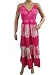 Bohemian Clothing Maxi Dress Pink Crochet Neckline Tie Dye Dress