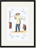 Black Framed/Matted Print 17x23, A Barber