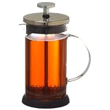 GROSCHE LISBON French press coffee and tea press, 350 ml 11.8 oz fl. oz capacity, Glass body with SS filter press, removable silicone grip base, and included spoon