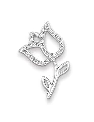 Sterling Silver & Diamond Tulip Pendant Slide