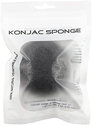 ESCENTO Konjac Face Wash Sponge - Soft exfoliating and Cleaning experience - Original and Bamboo Charcoal - FRESH VARIANT - Skincare Essential (Bamboo Charcoal Black)