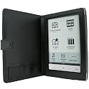 iGadgitz Black Genunine Leather Book Style Case Cover for Sony Portable Digital Book eReader PRS-600 Series Touch Edition