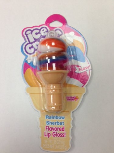 Lotta Luv~ice Cream Lip Balm Necklace Rainbow Sherbet Flavor Cone Shaped
