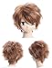 Cosplayland C852 - Shin Sangokumusou 25cm kurz braun beige Strähne hitzefest Perücke