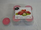  NEW  Fresh Strawberry Scented Tealight Candles Burn 4 Hours Set of 15 with the New Ez Safe Storage Box Made in USA