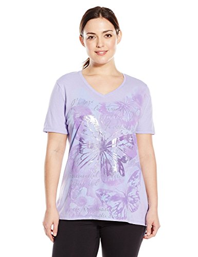 Just My Size Women`s Plus-Size Printed Short Sleeve V-Neck