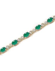 14kt Yellow Gold Oval Emerald and Diamond Bracelet
