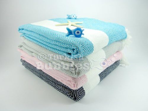 (SALE) 4 X DIAMOND XL Handloomed Multipurpose Oversized Turkish Bath Shower Beach Spa Sauna Hammam Yoga Yacht Gym Travel Towel Pareo Fouta Sarong,Unisex,39x70" 4lb