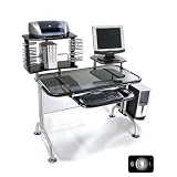 Glass Series 24" W Computer Workstation and File Cabinet Glass Color: Black