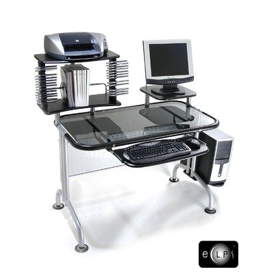 Glass Series 24" W Computer Workstation and File Cabinet Glass Color: Black
