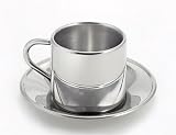 Double-Walled Tea Cup & Saucer Set - Fine Stainless Steel Drinkware for Your Enjoyment