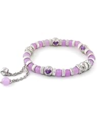 Lauren G Adams Girls Rhodium Bead Bracelet with Lavender Enamel