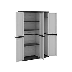 - 	 Kunststoffschrank / Gartenschrank mit Besenfach Trend-Line 3 T�ren