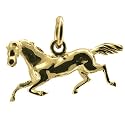 9ct Yellow Gold Running horse solid charm