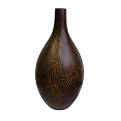 Ceramic Stem Vase With Swirl Pattern - Brown / Tan