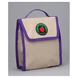 Lauren Snack Bag in Tan / Purples Trim and Liner