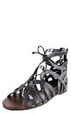 Fenchel03 Laced Cutout Gladiator Sandals BLACK