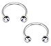 BodyJ4You 2 Pieces 14G Crystal Horseshoe Circular Barbell (Nipple, Ear) CBR 14 Gauge 1/2