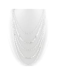 Multi-strand Heart Chain Sterling Silver 36 Inch Long Layered Necklace Earrings Italy