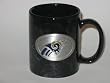 ST. LOUIS RAMS 11 oz. Black MARBLE COFFEE MUG with Pewter Logo