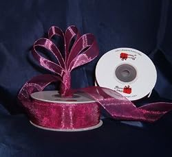 Sheer Organza Ribbon Mono Edge - 7/8" - 25 Yards (75 FT) - Burgundy