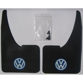 1 Pair Vw Mudflaps - VW Blue & White Front or Rear Fit Polo, Golf, Vento, Passat, Jetta