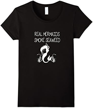 Women's Real mermaids smoke seaweed T-Shirt Small Black