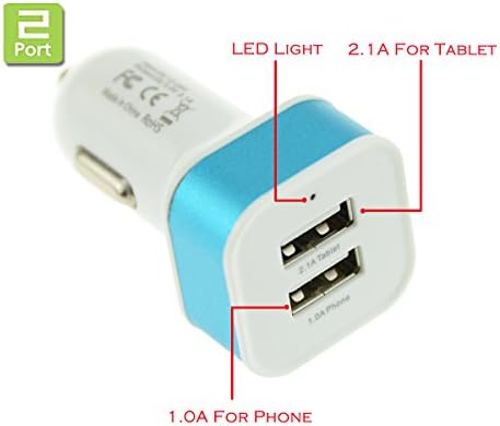 Car Charger,Eyecatching 3pcs 3.1A / 24W 2-Port Rapid USB(2.1A Tablet,1.0A Phone)，Metal mouth, UNIVERSAL Portable Rapid Travel Charger Auto Adapter (Ceramic White) for iPhone 6 / 6 Plus, iPad Air 2, iPad Mini, Galaxy S6, Note 4, Galaxy Tablet, HTC One, Google Nexus, LG Flex, Moto X, Android, Blackberry, iPod Touch and other MP3 & GPS Devices, Mobile Smartphones & Tablets and More .(Rose Pink.Blue.Green.)